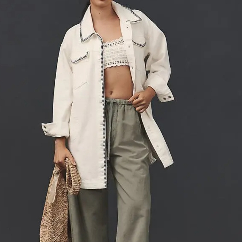 Pilcro Relax Denim Shacket Whip Stitch Edition